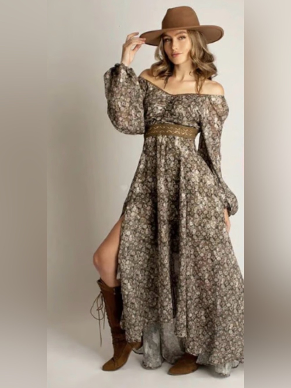 Mia Joy Floral V-Neck Tie Detail Maxi Dress
